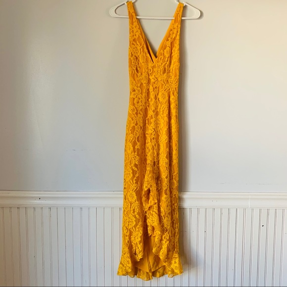 NBD x Naven Revolve Bryn Yellow Lace Ruffle Dress - Picture 2 of 9